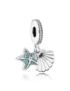 CHARM COLGANTE PANDORA EN PLATA DE LEY ESTRELLA DE MAR TROPICAL Y CONCHA 792076CZF