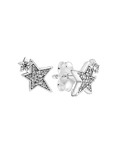 PENDIENTES PANDORA BOTÓN ESTRELLAS ASIMÉTRICAS BRILLANTES 290012C01