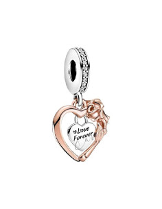 CHARM COLGANTE PANDORA CORAZÓN Y FLOR ROSA 789290C01