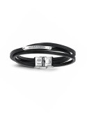 PULSERA HOMBRE ACERO Y CUERO GRECA NEGRO CAREX 126-PUL-A0066