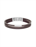 PULSERA HOMBRE FOSSIL ACERO Y CUERO JF03323040