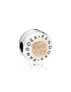 CHARM CLIP PANDORA LOGO PLATA Y ORO 796229CZ