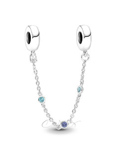 CHARM PANDORA CADENA DE SEGURIDAD TRES GEMAS AZULES 791688C01