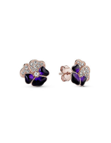 PENDIENTES PANDORA BOTÓN FLOR PENSAMIENTO MORADO 280781C01