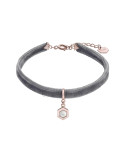 PULSERA CLUSE TERCIOPELO GRIS HEXÁGONO ROSA CLJ13001