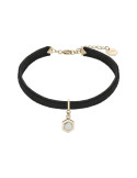 PULSERA CLUSE TERCIOPELO NEGRO HEXÁGONO DORADO CLJ13002