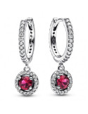 PENDIENTES DE ARO PANDORA CIRCULO ROJO BRILLANTE 292379C01