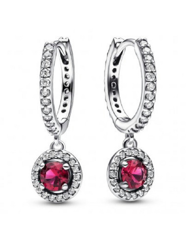 PENDIENTES DE ARO PANDORA CIRCULO ROJO BRILLANTE 292379C01