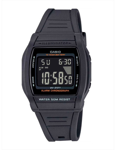 RELOJ UNISEX CASIO COLLECTIO W-201-1BVEG NEGRO