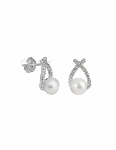 PENDIENTES VIDAL&VIDAL LAZO CIRCONITA Y PERLA CULTIVADA P2641