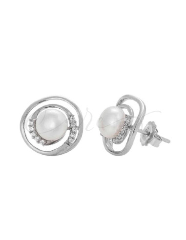 PENDIENTES VIDAL&VIDAL ESPIRAL CIRCONITA Y PERLA CULTIVADA R1731B