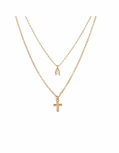 COLLAR DOBLE VIDAL&VIDAL CON COLGANTE CRUZ Y CIRCONITA X4624840A