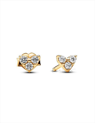 PENDIENTES DE BOTÓN PANDORA CORAZÓN Y TRIPLE GEMA 263003C01
