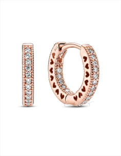 PENDIENTES DE ARO PANDORA ROSE CORAZÓN EN PAVÉ 286317C01