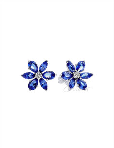 PENDIENTES DE BOTÓN PANDORA HERBARIO AZUL BRILLANTE 292407C01