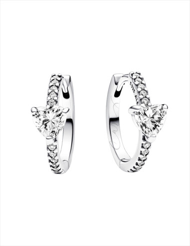 PENDIENTES DE ARO PANDORA  CORAZÓN BRILLANTE 293101C01