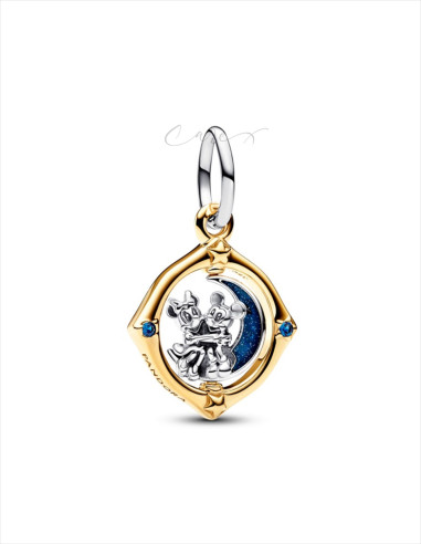 CHARM COLGANTE PANDORA DISNEY LUNA GIRATORIO EN DOS TONOS MICKEY MOUSE Y MINNIE MOUSE 762955C01