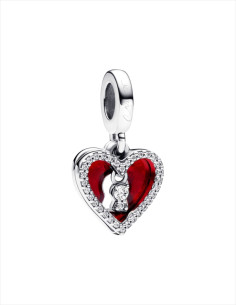 CHARM COLGANTE PANDORA DOBLE CORAZÓN ROJO Y CERRADURA 793119C01