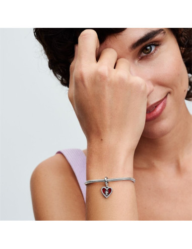 CHARM COLGANTE PANDORA DOBLE CORAZÓN ROJO Y CERRADURA 793119C01