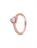 ANILLO PANDORA CORAZÓN BRILLANTE ELEVADO ROSA 188421C04-50