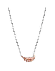 COLLAR PANDORA PLUMA CURVADA FLOTANTE EN DOS TONOS 382575C01-45