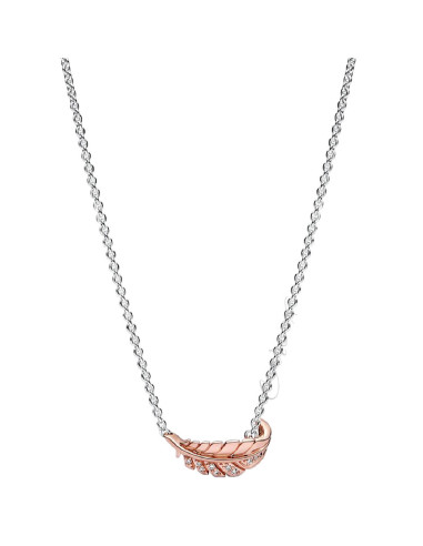COLLAR PANDORA PLUMA CURVADA FLOTANTE EN DOS TONOS 382575C01-45