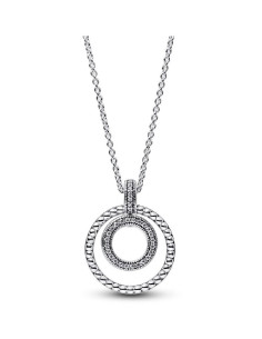 COLLAR CON COLGANTE PANDORA SIGNATURE LOGO PAVÉ Y CUENTAS 392308C01-50