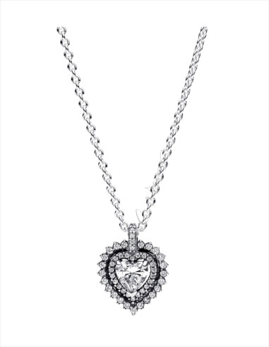 COLLAR PANDORA CORAZÓN HALO BRILLANTE 393099C01-45