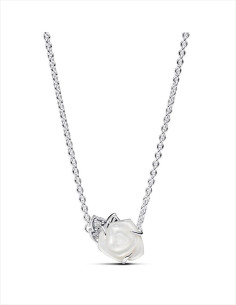 COLLAR PANDORA ROSA BLANCA FLORECIENDO 393206C01-45
