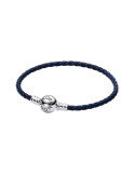 PULSERA PANDORA MOMENTS DE CUERO TRENZADO AZUL CON CIERRE REDONDO 592790C01-S1