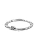 PULSERA PANDORA MOMENTS CON DOBLE CADENA DE SERPIENTE Y CIERRE DE BARRIL 599544C01-D17