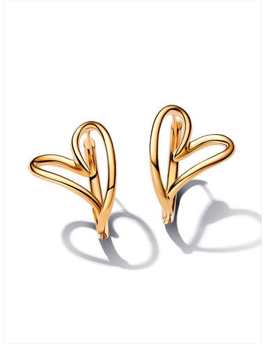 PENDIENTES DE ARO PANDORA CORAZÓN FORMA ORGÁNICA 263807C00