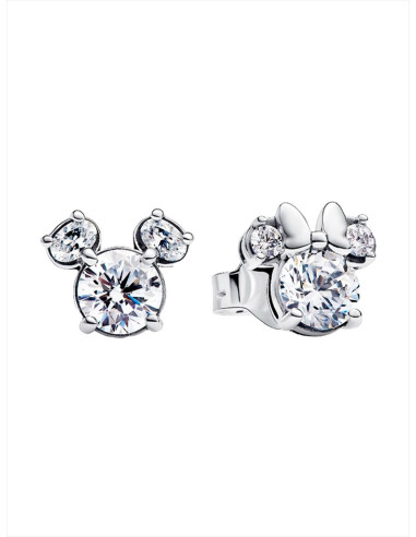 PENDIENTES DE BOTÓN PANDORA MICKEY Y MINNIE MOUSE BRILLANTES DE DISNEY 293219C01