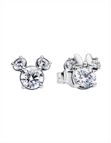 PENDIENTES DE BOTÓN PANDORA MICKEY Y MINNIE MOUSE BRILLANTES DE DISNEY 293219C01