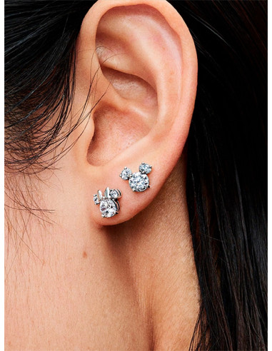 PENDIENTES DE BOTÓN PANDORA MICKEY Y MINNIE MOUSE BRILLANTES DE DISNEY 293219C01