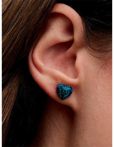 PENDIENTES DE BOTÓN PANDORA CORAZÓN VERDE OPALESCENTE 293356C01