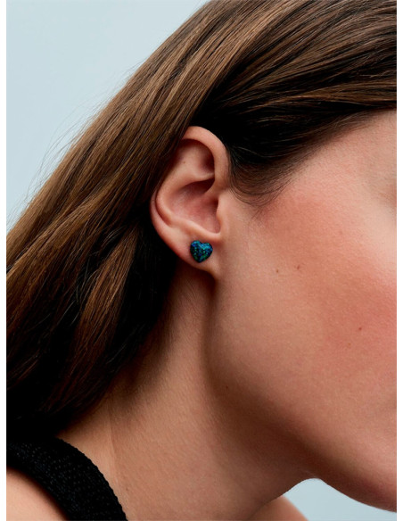 PENDIENTES DE BOTÓN PANDORA CORAZÓN VERDE OPALESCENTE 293356C01