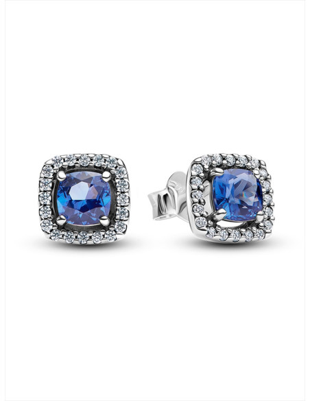 PENDIENTES DE BOTÓN PANDORA HALO AZUL CUADRADO BRILLANTE 293551C01