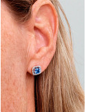 PENDIENTES DE BOTÓN PANDORA HALO AZUL CUADRADO BRILLANTE 293551C01