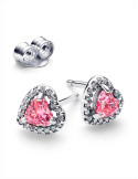PENDIENTES DE BOTÓN PANDORA CORAZÓN ROSA 298427C02