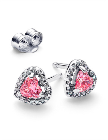 PENDIENTES DE BOTÓN PANDORA CORAZÓN ROSA 298427C02