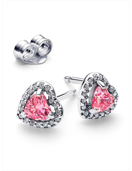 PENDIENTES DE BOTÓN PANDORA CORAZÓN ROSA 298427C02