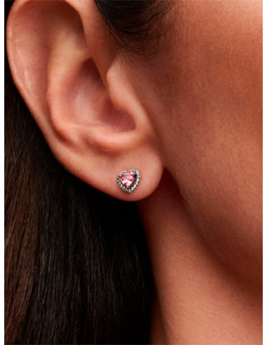 PENDIENTES DE BOTÓN PANDORA CORAZÓN ROSA 298427C02