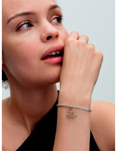 CHARM COLGANTE PANDORA RUEDAS DE BICICLETA GIRANDO DOS TONOS 763354C01