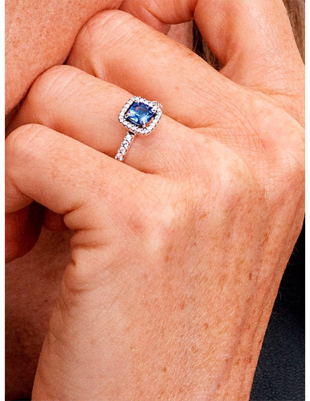 ANILLO PANADORA HALO AZUL CUADRADO BRILLANTE 193555C01