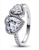 ANILLO PANDORA CORAZONES HALO BRILLANTE 193659C01