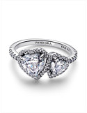 ANILLO PANDORA CORAZONES HALO BRILLANTE 193659C01