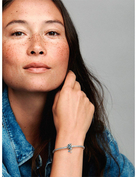 PULSERA PANDORA CON CADENA DE COLA DE SERPIENTE CON CIERRE DE LUNA BRILLANTE 592819C01