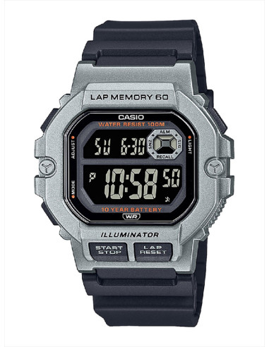 RELOJ UNISEX CASIO COLLECTION  WS-1400H-1BVEF PLATEADO NEGRO