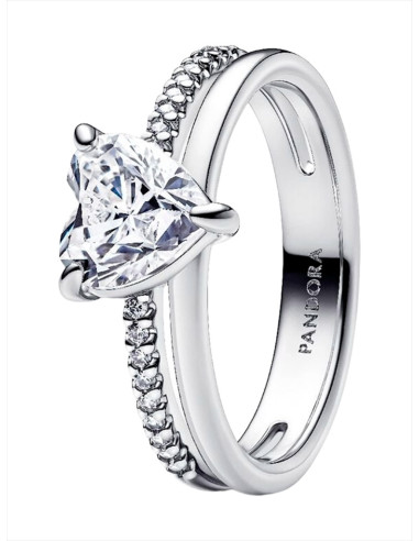 ANILLO PANDORA CORAZÓN DOBLE BANDA 193100C01